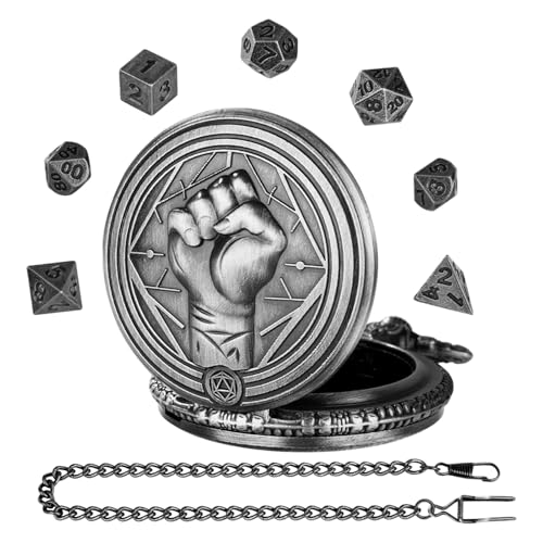 demaxiyad Würfel-Taschenuhr, Taschenuhr-Würfelhalter | Taschenuhr Würfelspiel Faustmuster | Vintage-Taschenuhr-Zubehör, Metallwürfel mit Taschenuhr-Shell für RPG von demaxiyad