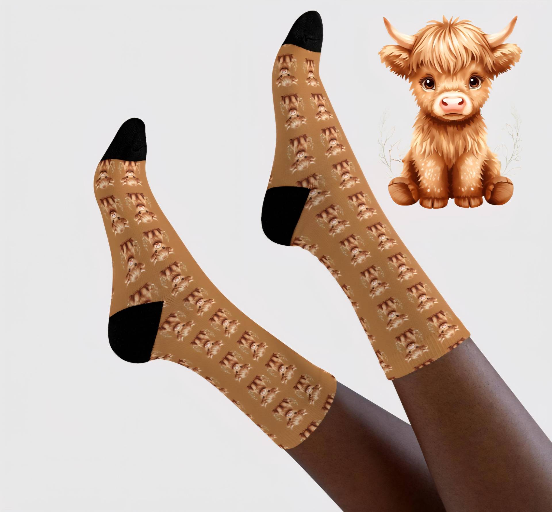 Highland Cow Socken, Süße Flauschkuh Socken Für Damen, Herren | Cattle Gift Lustige Kuschelsocken Farm Socks Geschenkidee von deniWallArts