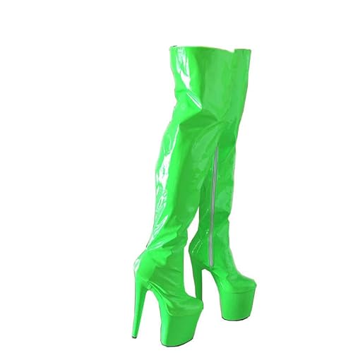 denova's Damen Patent 20,1 cm sehr hoher Absatz Plateau Pole Dance Overknee Oberschenkelhohe Stiefel mit Reißverschluss, Grün, 12 US denova's Damen Patent 20,1 cm sehr hoher Absatz Plateau Pole Dance Overknee Oberschenkelhohe Stiefel mit Reißverschluss, Grün, 12 US von denova's
