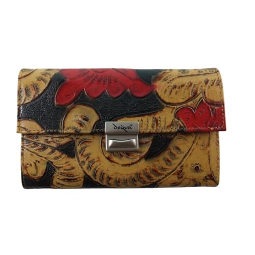 déqua G8 Leder Unikat Geldbörse schwarz-rot-braun von déqua