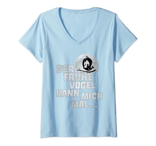 Damen der frühe vogel kann mich mal T-Shirt mit V-Ausschnitt von der frühe vogel kann mich mal t-shirt