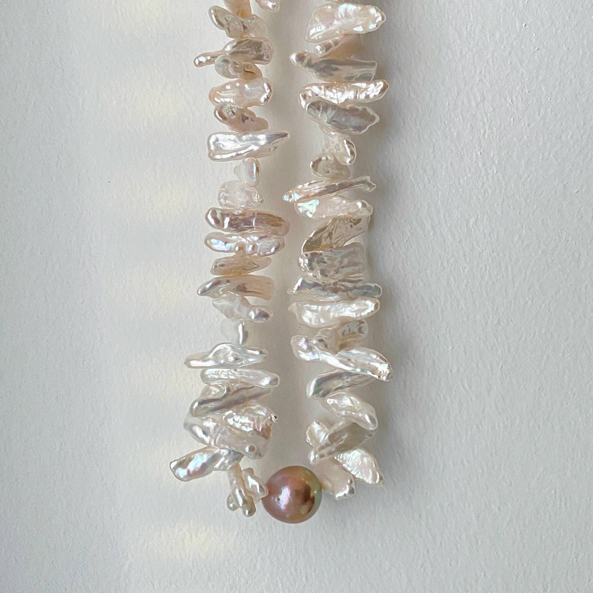 Flora Barock Biwa Perlen Halsband | Handgemachte Unregelmäßige Stick Perlenkette Großer Perlenschmuck von derMomento