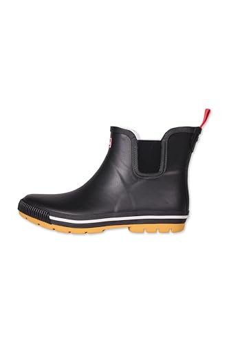 derbe Wattpuuschen Pelz Schwarz/Schwarz Damen Gummistiefel Halbschuh 36 | Gummischuhe Wasserdicht Stiefel Gefüttert Warm von derbe