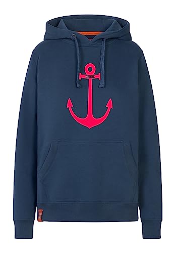 derbe Hamburg Damen Kapuzenpullover Anker Hoody Navy dunkelblau rot - L von derbe