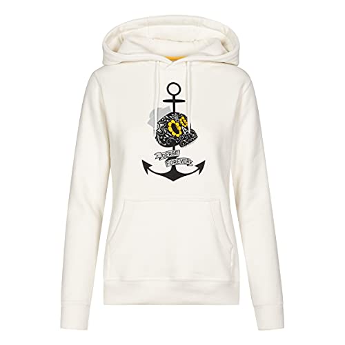 derbe Damen Kapuzenpullover Mrs Skull Hoodie tofu Weiss - S von derbe