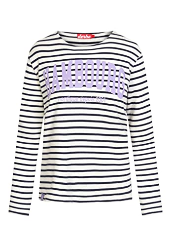 derbe Damen Shirt Hambourg weiß/Navy/Flieder L von derbe