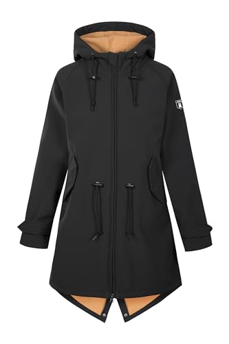 derbe Island Friese Black Doe Damen Softshell Mantel Schwarz Ocker 34 von derbe