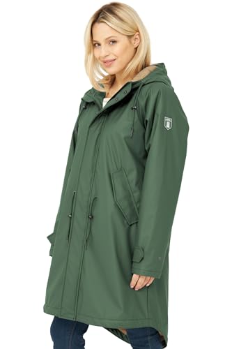 derbe Friese Tidaholm Damen Regenjacke Dunkel Grün Gefüttert Kombu Green 34 von derbe