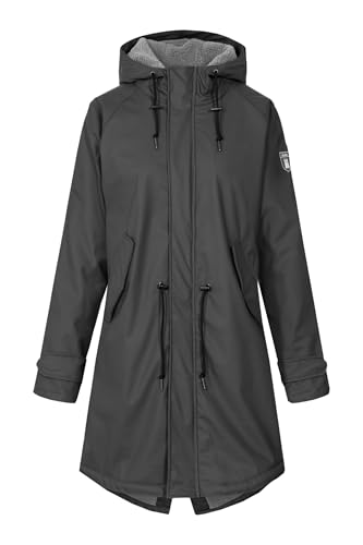 derbe Friese Tidaholm Damen Regenjacke Schwarz Grau Gefüttert Phantom Grey 46 | Regenmantel | Frauen | mit Futter | Hamburg | Friesennerz | Warm von derbe