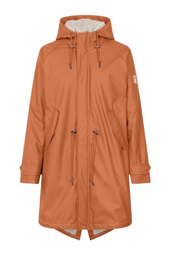 derbe Friese Tidaholm Damen Regenjacke Orange Braun Gefüttert Cinnamon 36 von derbe