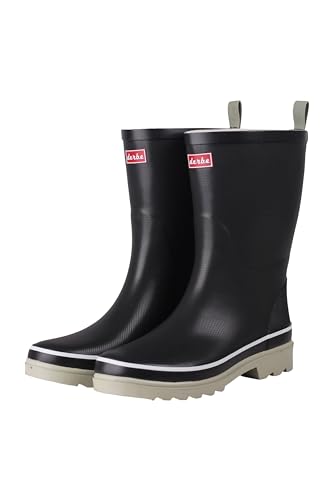 derbe Hamburg Damen Schuhe Nachhaltige Gummistiefel Middlehooch (Schwarz/Shilf, 42) von derbe