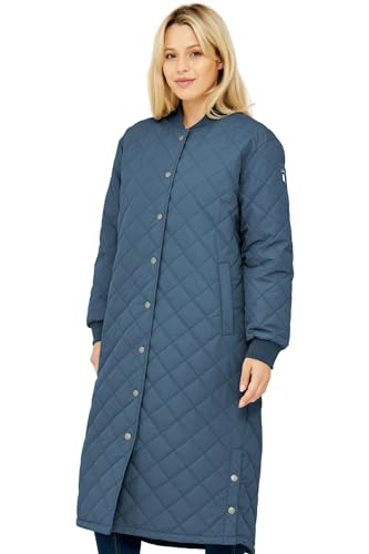 derbe Quiltby Long Cozy Damen Steppmantel Blau 44 von derbe