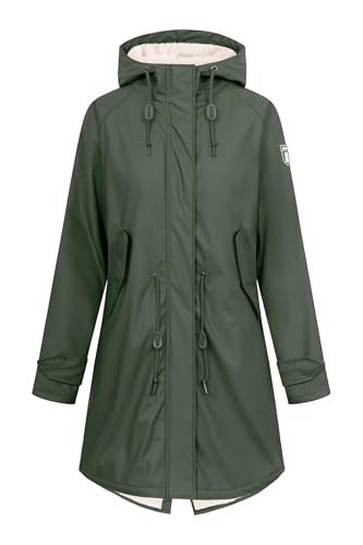 derbe Friese Tidaholm Damen Regenjacke Oliv Gefüttert 38 | Regenmantel | Frauen | mit Futter | Hamburg | Friesennerz | Warm von derbe