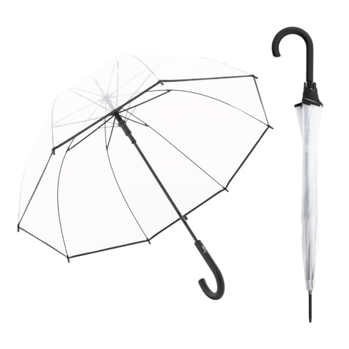 derby Langschirm Hit Lang AC Transparent Schwarz I Durchsichtiger Regenschirm mit Duomatic-Funktion I Öffnen auf Knopfdruck I Glockenform I Stabil & windresistent I Damen Regenschirm mit Drucktaste derby Langschirm Hit Lang AC Transparent Schwarz I Durchsichtiger Regenschirm mit Duomatic-Funktion I Öffnen auf Knopfdruck I Glockenform I Stabil & windresistent I Damen Regenschirm mit Drucktaste von derby