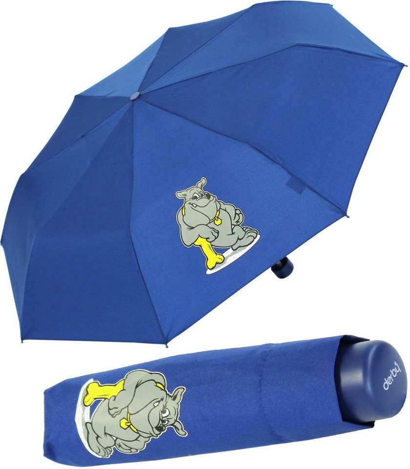 derby Taschenregenschirm Mini Kinderschirm Jungen leicht Kids Schule - blau, ein leichter Schirm für den Schulweg mit coolen Motiven von derby
