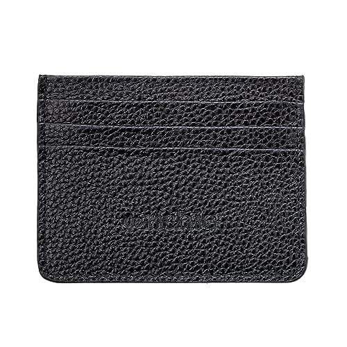 derichie Premium Leder Ultra Slim Kartenetui | Minimalistische Vordertasche Brieftasche | Echtes Leder Dünn, Mini, Business Kreditkartenetui & Halter für Männer, Frauen, Schwarz, Casual von derichie