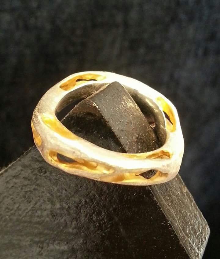 Designerring, Silber, Im Inneren Vergoldet von derpfau