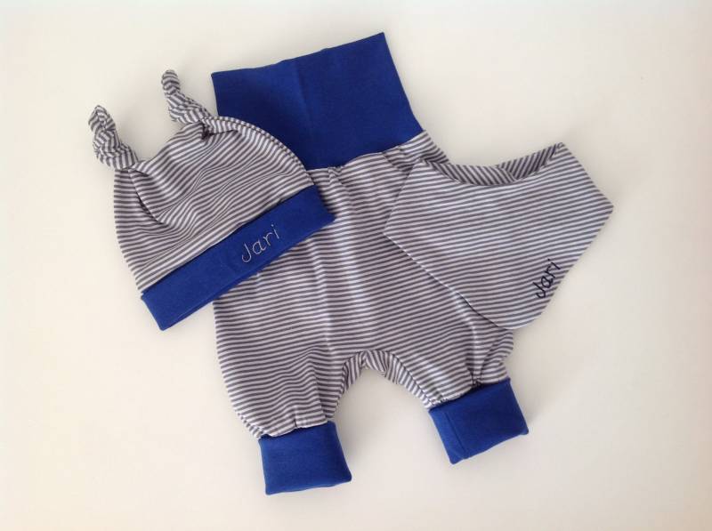 Babyset - Babyhose Mit Knotenmütze Und Halstuch von designGHgermany