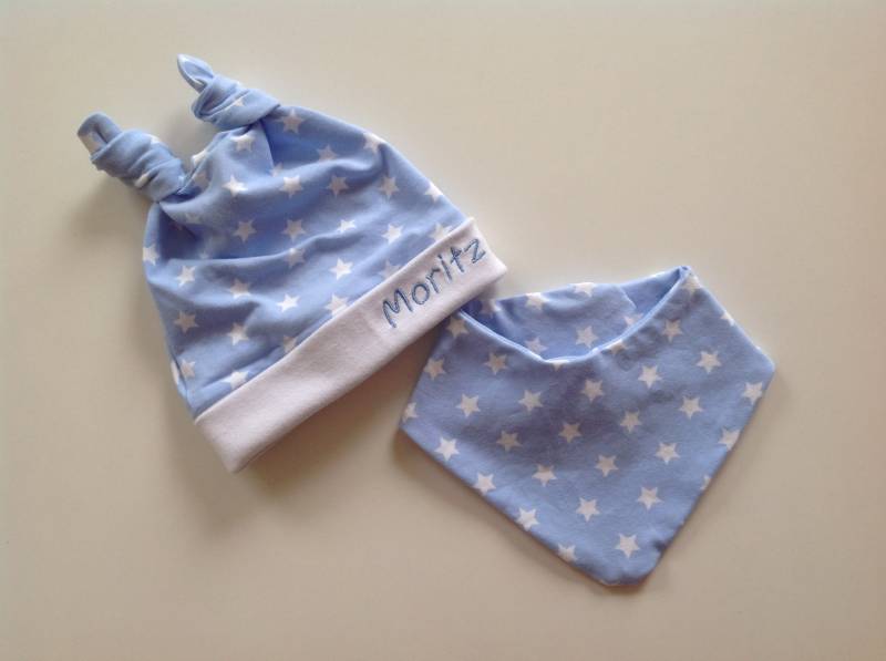 Babyset - Mütze Mit Passenden Halstuch Und Name von designGHgermany
