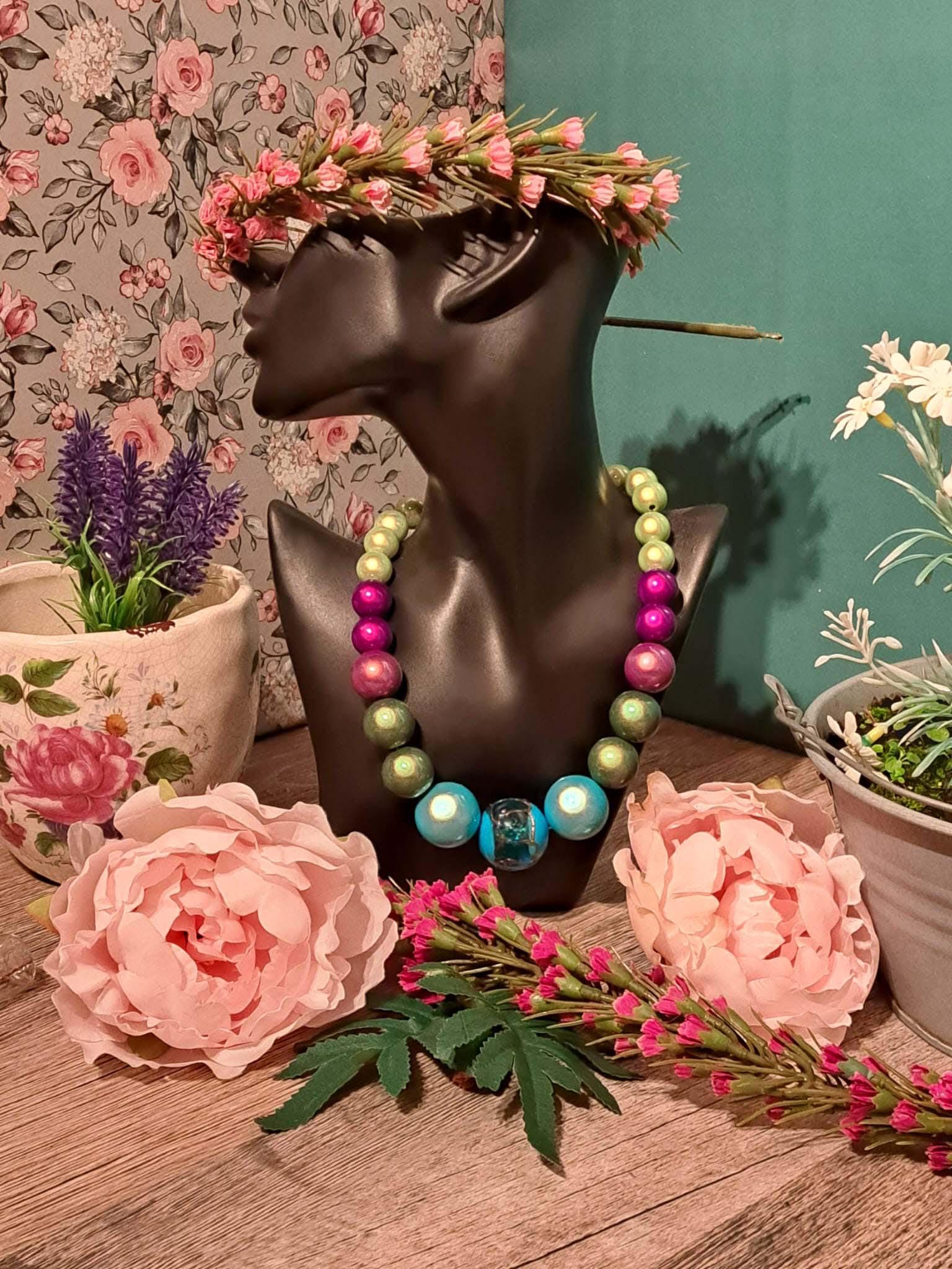 Polaris Perlen Damen Halskette , Muranoglas Perle, Magnetverschluss, Handgemachter Schmuck, Ideales Geburtstagsgeschenk Für Sie Einzelstück von designROSENVOGEL