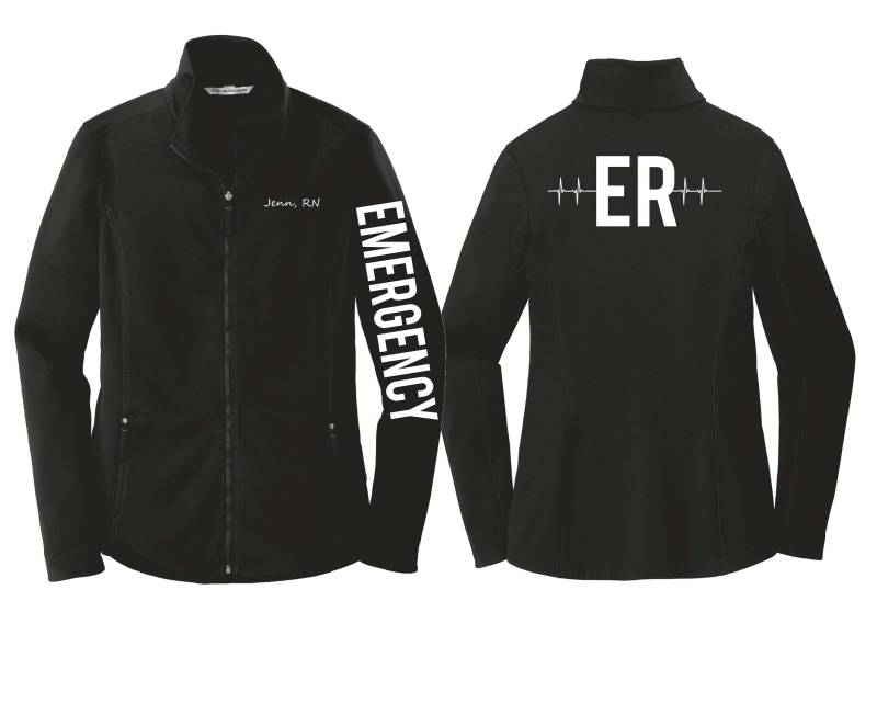 Er Nurse Jacket Mit Gesticktem Herz-stethoskop-Design - Damen-Reißverschlussuniform von designedbysunset