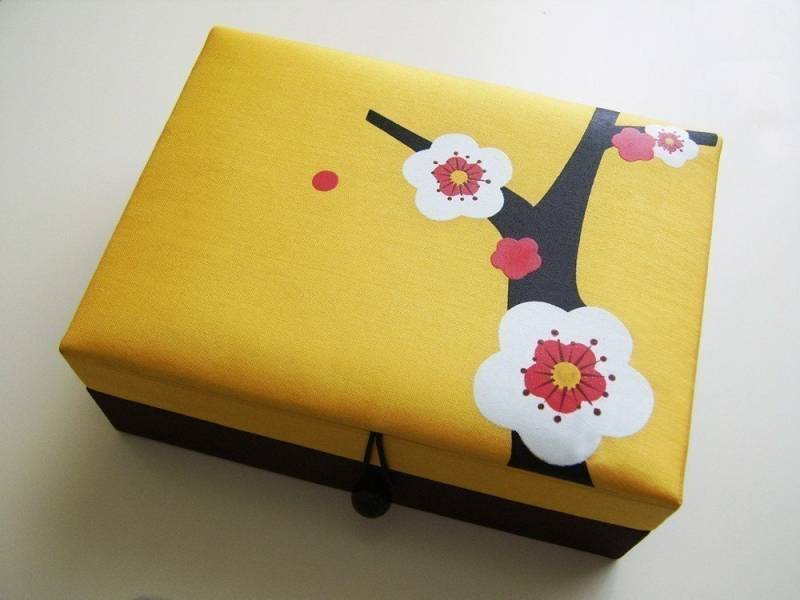 Gelb Und Chocolate Braun Kirschblüten-Schmuck-Box, Groß von designhutusa