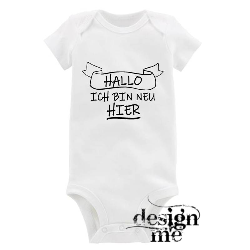 Baby Body Mit Aufdruck Motiv Spruch Hallo Ich Bin Neu Hier Kurzarm Fun Geschenk von designme24