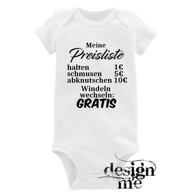 Baby Body Mit Aufdruck Motiv Spruch Meine Preisliste Kurzarm Fun Geschenk von designme24