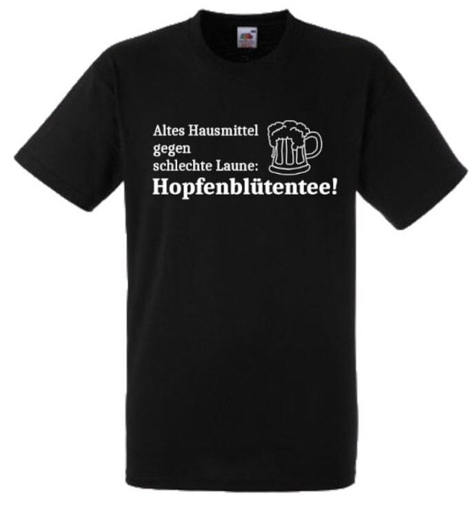 Lustiges Spruch T-Shirt "Altes Hausmittel... Hopfenblütentee" Fun Witzig Unisex Shirt Männer Frauen Sprüche Geschenk Kleidung von designme24