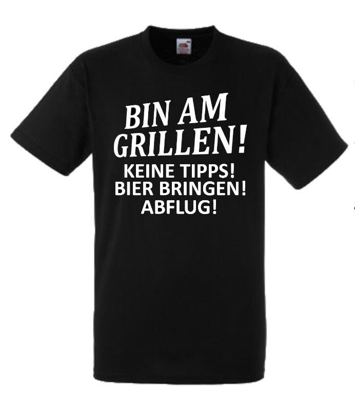 Lustiges Spruch T-Shirt "Bin Am Grillen Keine Tipps Bier Bringen Abflug" Fun Witzig Unisex Shirt Männer Frauen Sprüche Geschenk Kleidung von designme24