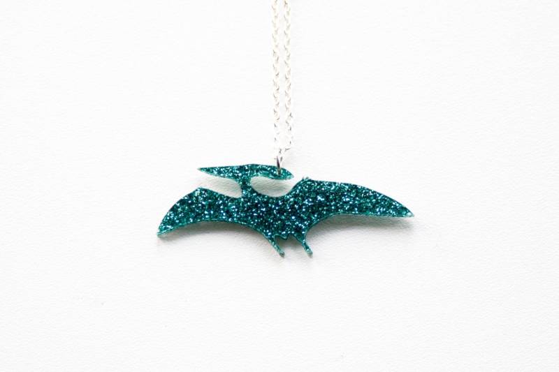 Pterodactyl Dinosaurier Mittelgroße Halskette Im Glitzer von designosaurYEAH