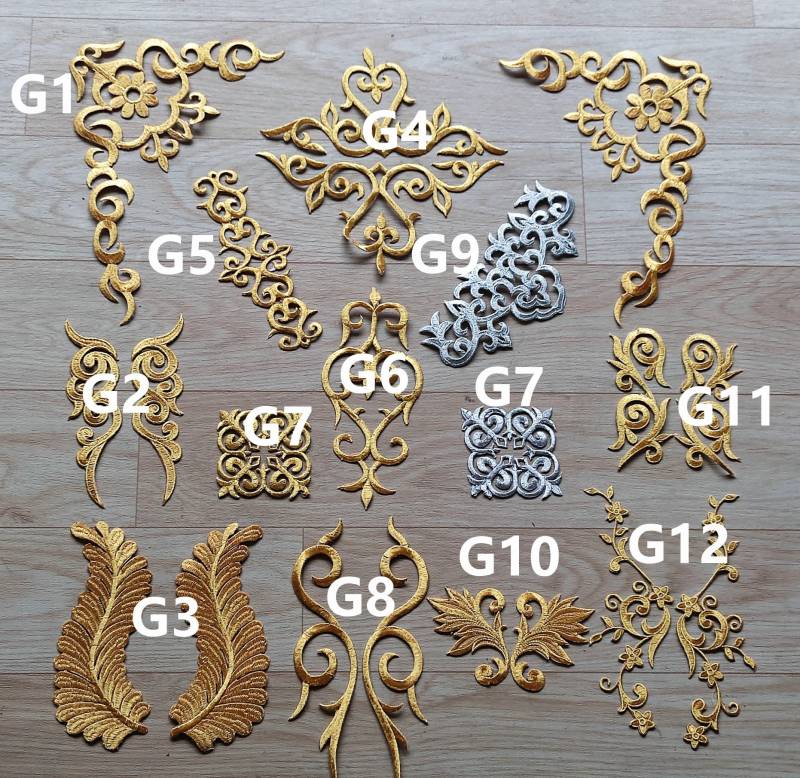 Gold Applikation, Spitzen Barock Stickerei Aufnäher 1Paar(2 Stück Gold Applikation, Spitzen Barock Stickerei Aufnäher 1Paar(2 Stück von designourlife