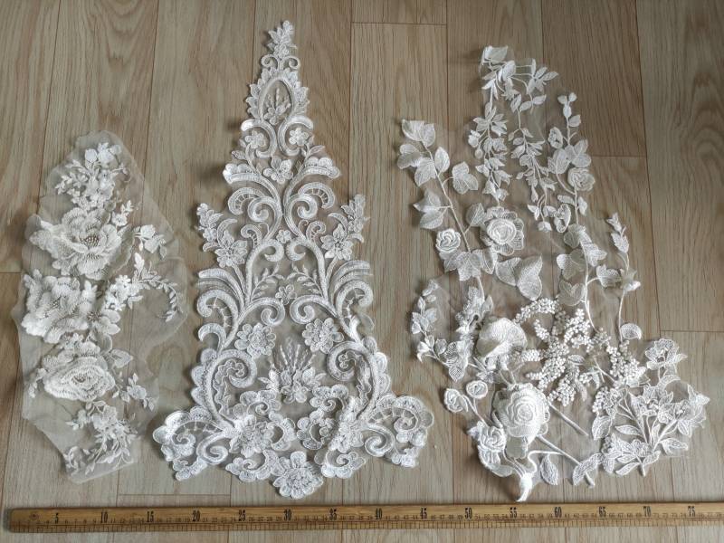 Off White Stickerei Spitzen Applikationen von designourlife