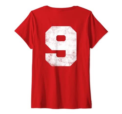 Damen Big Distressed Number "9" Nine Numerische Ziffern T-Shirt T-Shirt mit V-Ausschnitt Damen Big Distressed Number "9" Nine Numerische Ziffern T-Shirt T-Shirt mit V-Ausschnitt von designsanddesigns