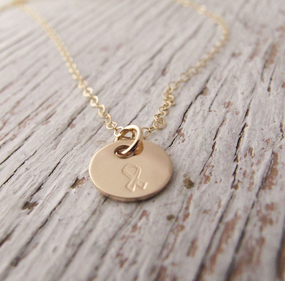 14K Gold Gefüllte Brustkrebs Halskette, Hand Gestempelt Band von designsbydawnrenee