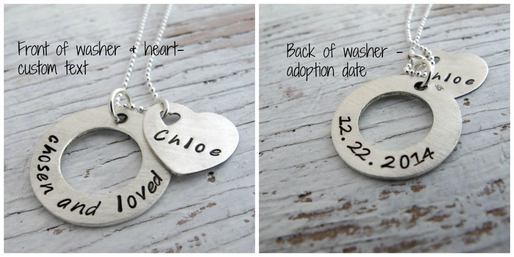 Adoption Halskette, Personalisiert, Auserwählt Und Geliebt, Von Hand Gestempelt, Sterling Silber, Doppelseitig Mit Adoptionsdatum von designsbydawnrenee
