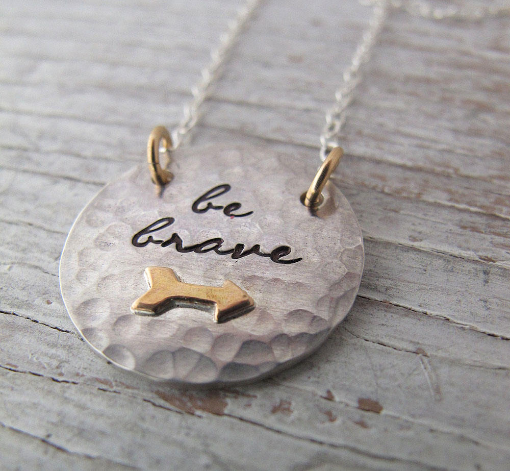 Be Brave Schmuck, Stärke, Braver Than You Believe Halskette, Sterling Silber & Gold, Geschenk Für Sie, Inspirierend von designsbydawnrenee
