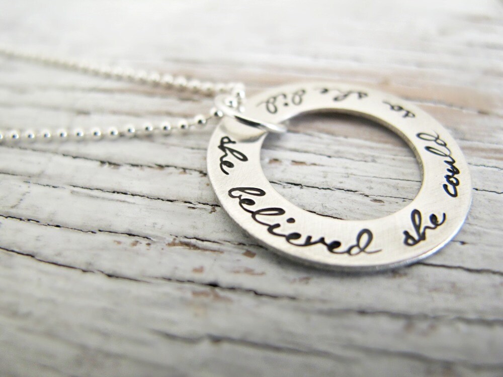 Bereit Zum Versand - Sie Glaubte, Sie Könnte Das So Machen, Inspirational Schmuck, Abitur Geschenk, Halskette, Handgestempelter Schmuck von designsbydawnrenee