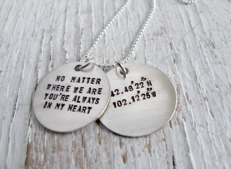 Breitengrad Längengrad Halskette, Home Das Leben Ist Eine Reise, Fernweh, Nicht Alle, Die Wandern, Koordinaten Schmuck, Reisen von designsbydawnrenee