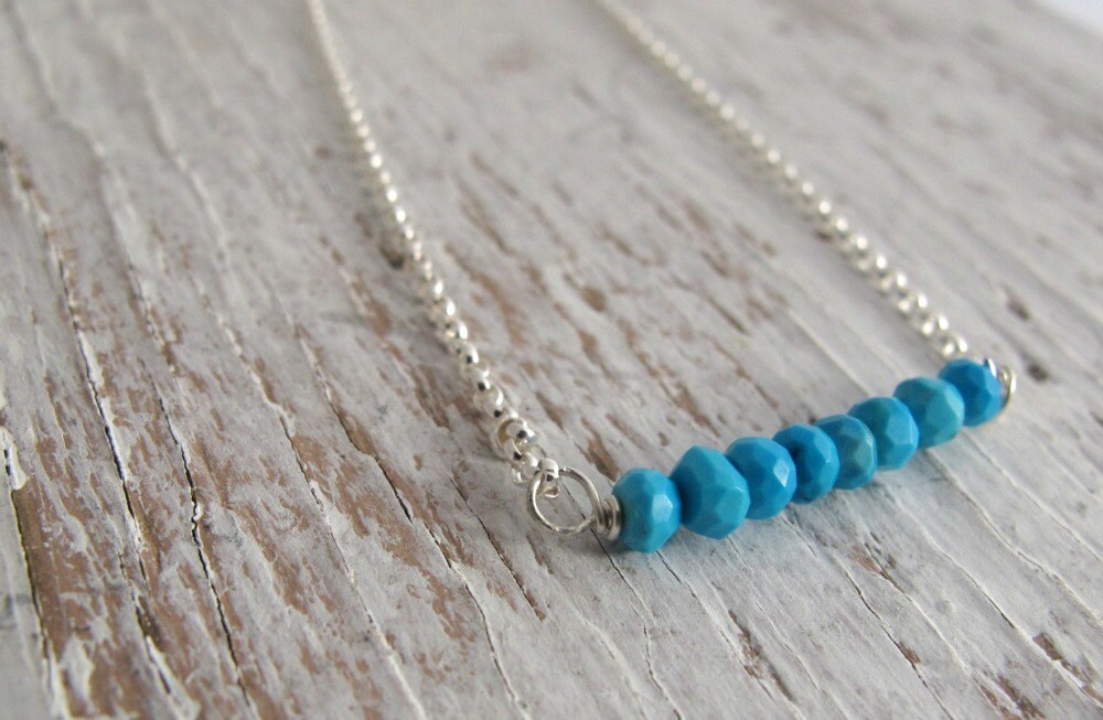 Dezember Birthstone Halskette, Blauer Türkis Bar Geburtstagsgeschenk, Sterling Silber, Weihnachtsgeschenk von designsbydawnrenee
