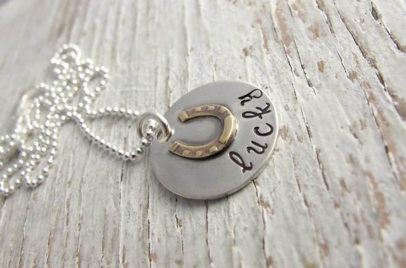 Lucky Hufeisen Halskette, Sterling Silber, Hand Gestempelt - St. Patrick's Day, Irisch, Viel Glück, Glückwünsche, Gesegnet, Inspirierend von designsbydawnrenee