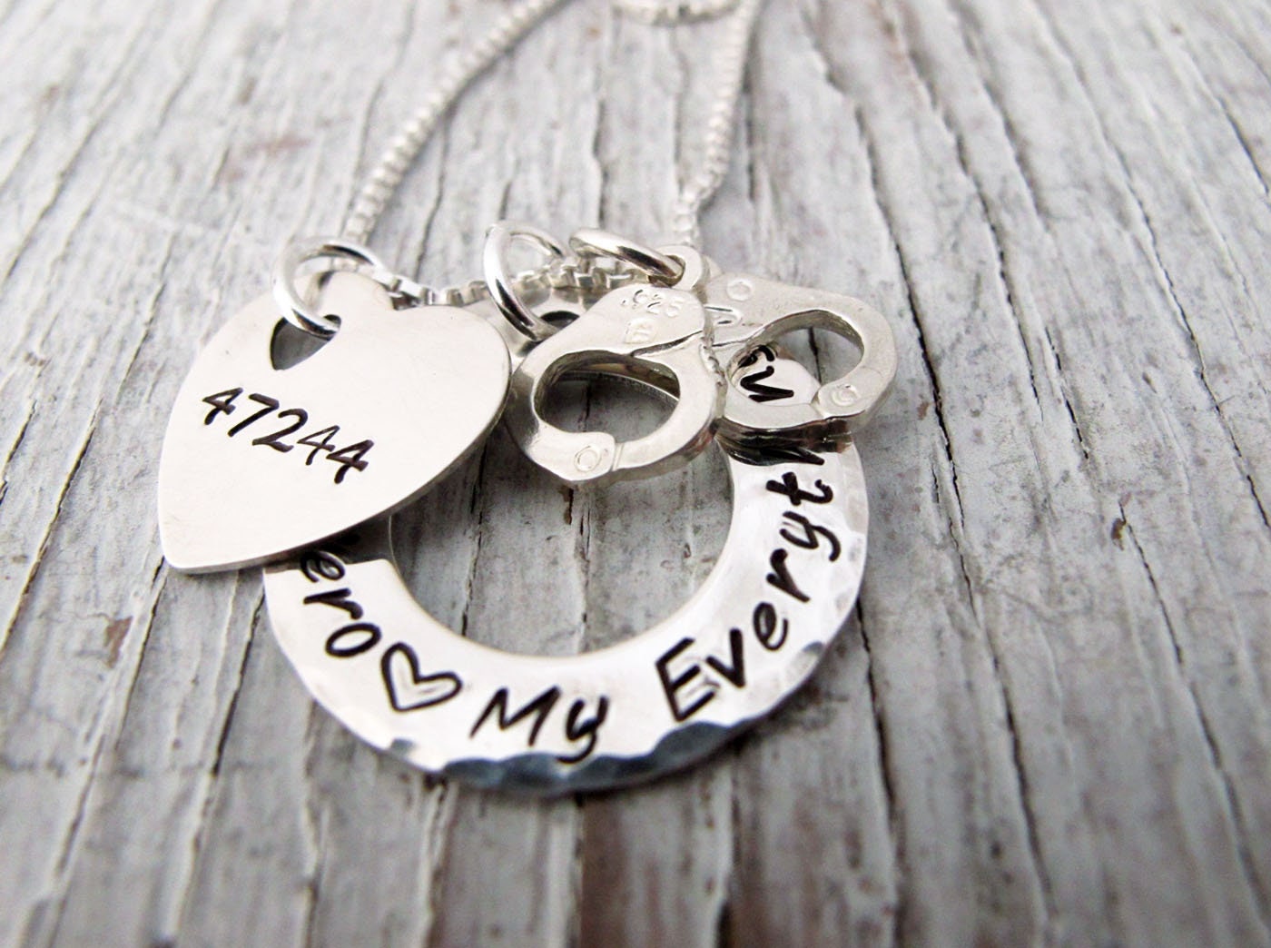 Mein Herz Gehört Einem Polizisten, Dünne Blaue Linie, Polizist Abzeichen, Polizei Frau Schmuck, Handschellen, Sterling Silber von designsbydawnrenee