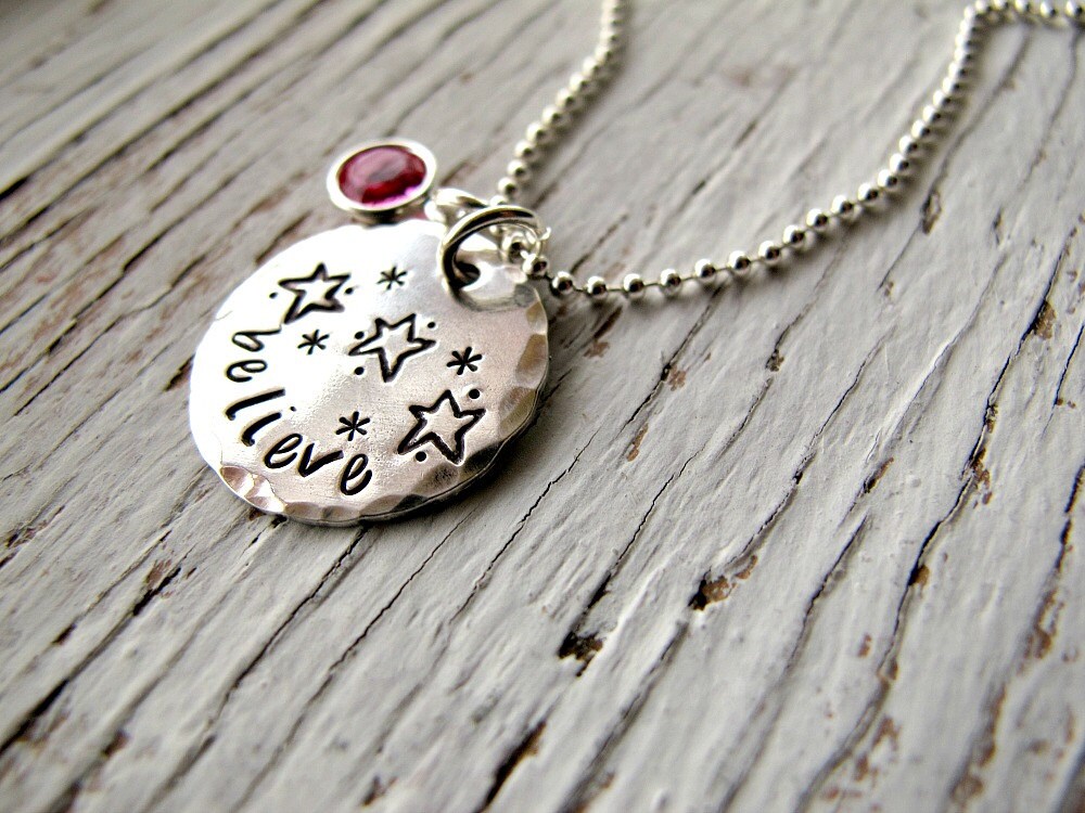 Personalisierte Believe in Yourself Halskette, Inspirational, Ready To Ship, Handgestempelt Aus Sterlingsilber, Geburtsstein, Inspirational von designsbydawnrenee