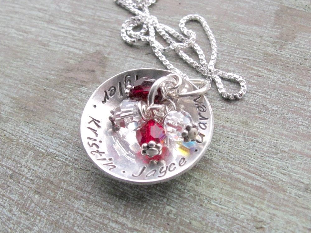 Personalisierte Familienkette, Sterling Silber, Hand Gestempelt, Familienschale Der Liebe Mit Geburtssteinen, Muttertagsgeschenk von designsbydawnrenee