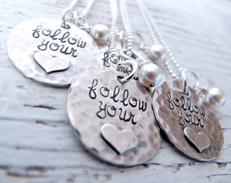 Personalisierte Sterling Silber Handgestempelte Halskette Follow Your Heart, Love, Believe, Inspirational von designsbydawnrenee