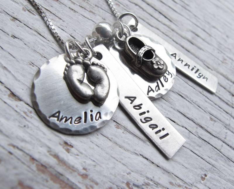 Personalisierte Sterling Silber Mutter Halskette, Kinder Namen & Anhänger von designsbydawnrenee