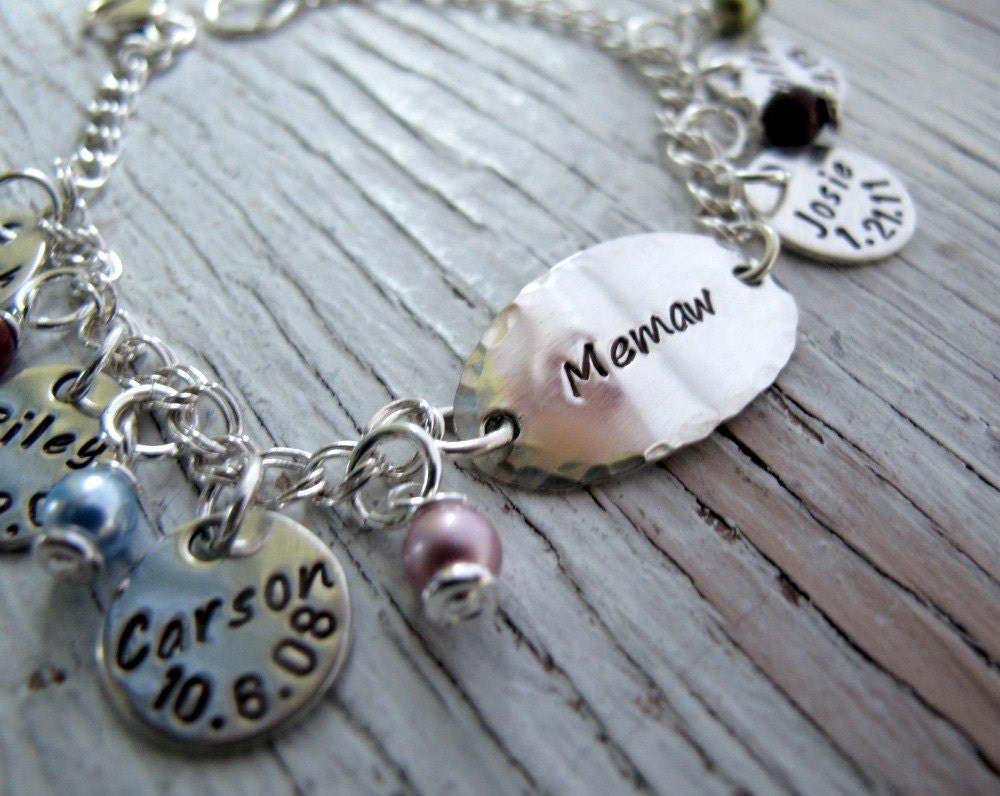 Personalisierte Sterling Silber Oma Armband, Hand Gestempelt Name Charm von designsbydawnrenee