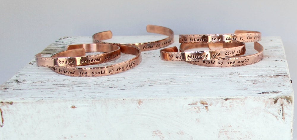 Sie Glaubte, Sie Könnte So, Kupfer, Armband, Manschette, Inspirierend, Hand Gestempelt, Abschlussgeschenk von designsbydawnrenee