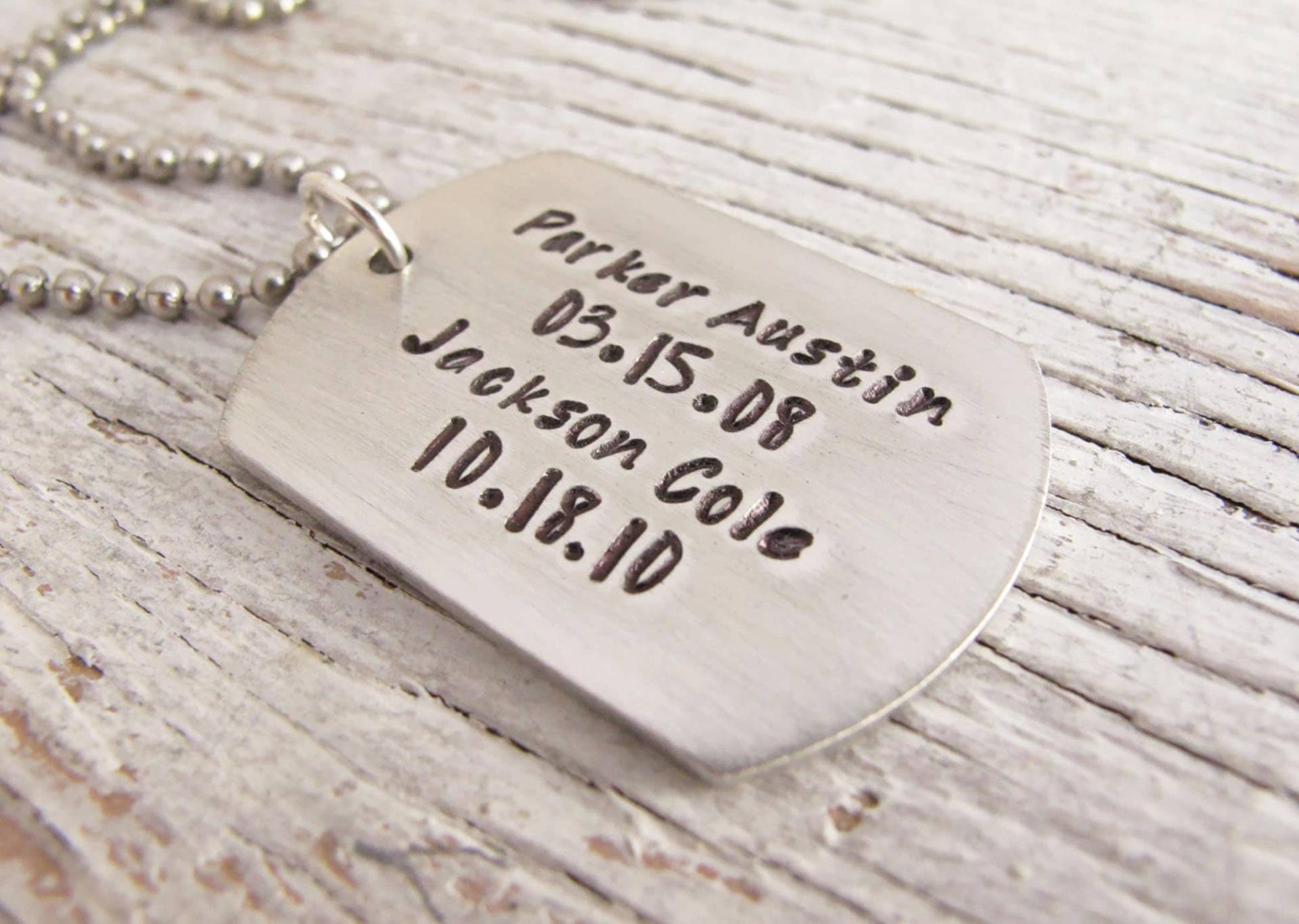 Vaters Geschenk, Personalisierte Dog Tag Halskette, Herren Schmuck, Militär Geschenk Für Ihn, Aluminium, Silber von designsbydawnrenee