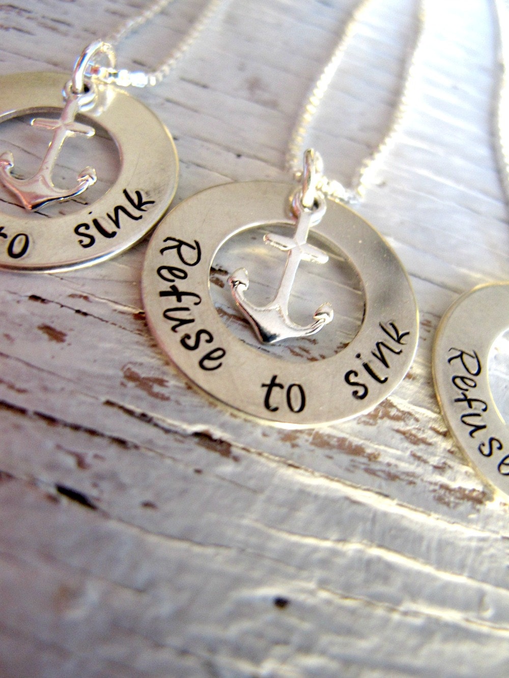 Verweigern Zu Sinken Sterling Silber Halskette Mit Anker Charm, Inspirierend, Sofort Versandfertig von designsbydawnrenee